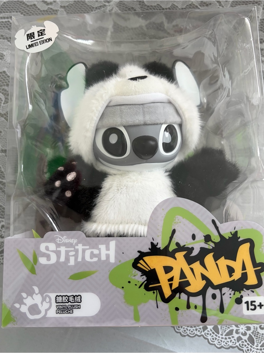187, Authentic Disney Stitch Panda Plush in Black, White, Gray Limited Edition